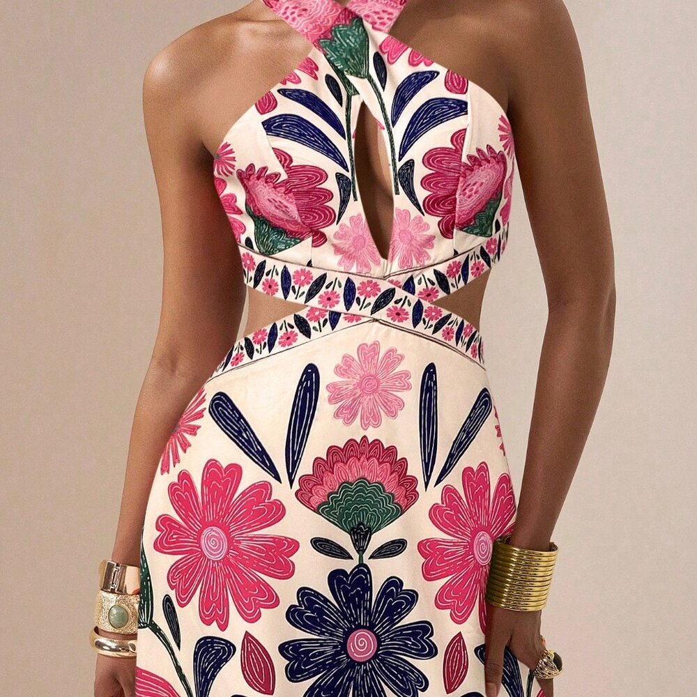 Hot Pink Boho Women's Dress - Picture 4 of 6